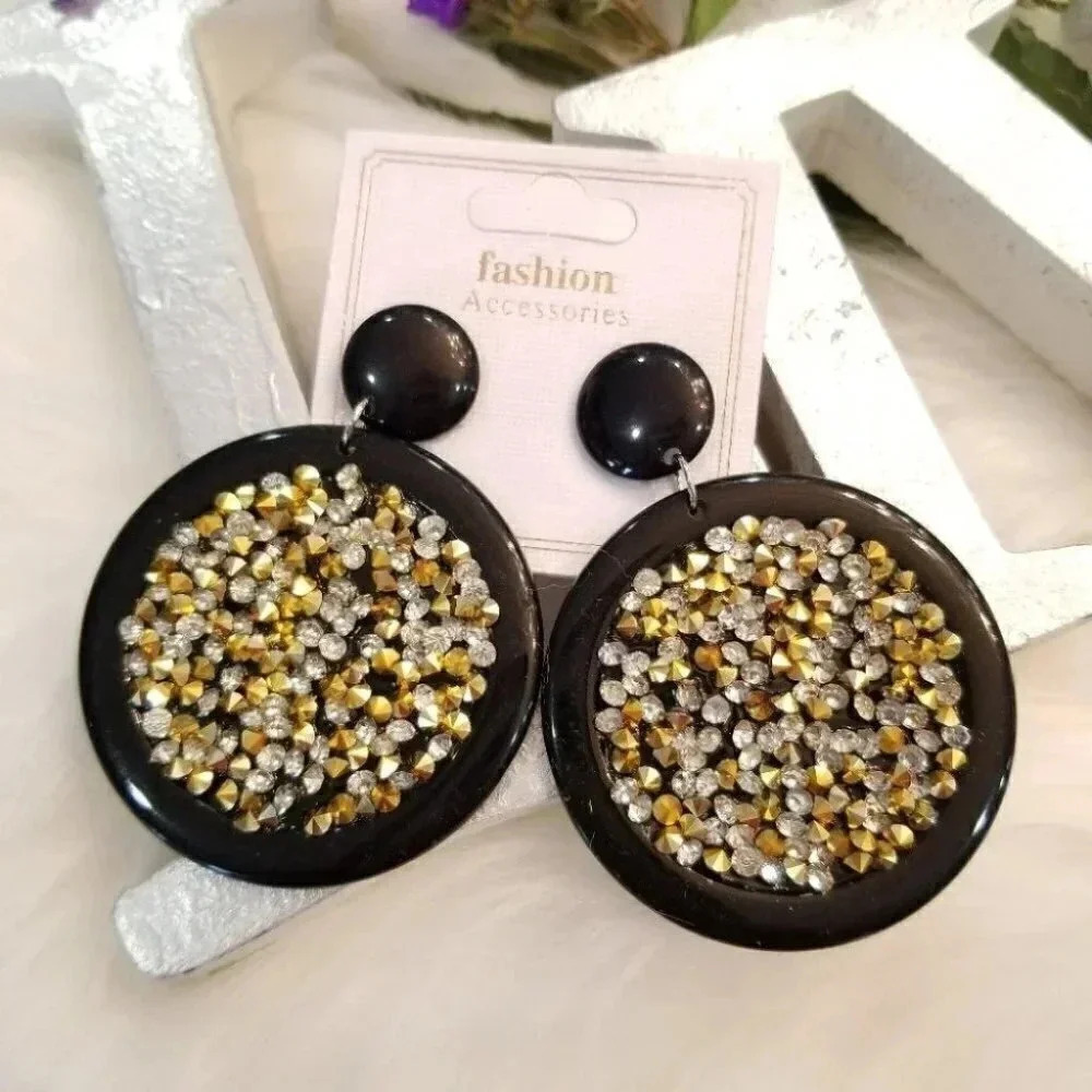 Gold N Silver rhinestone earrings